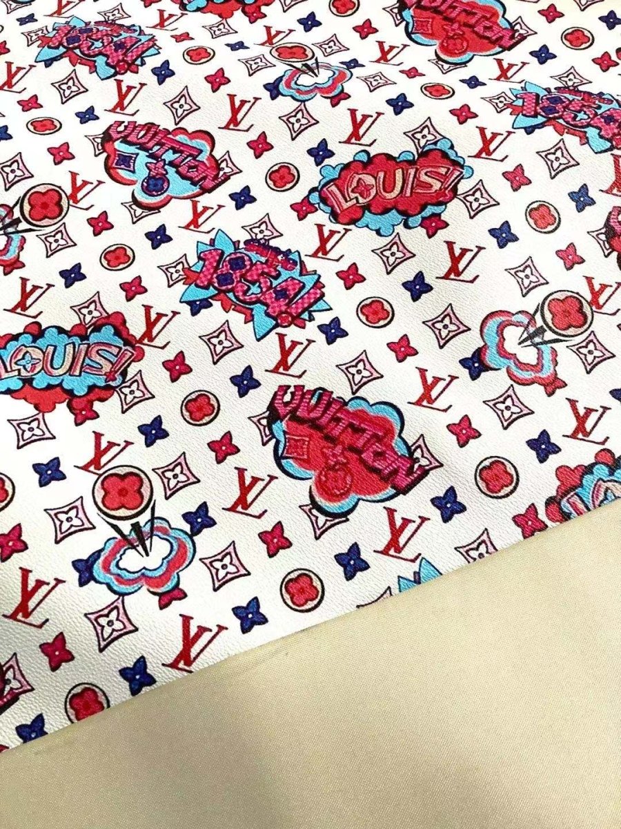 Vintage Cartoon 1854 LV Leather for Custom Shoes with Strong Backing - mingfabricstore