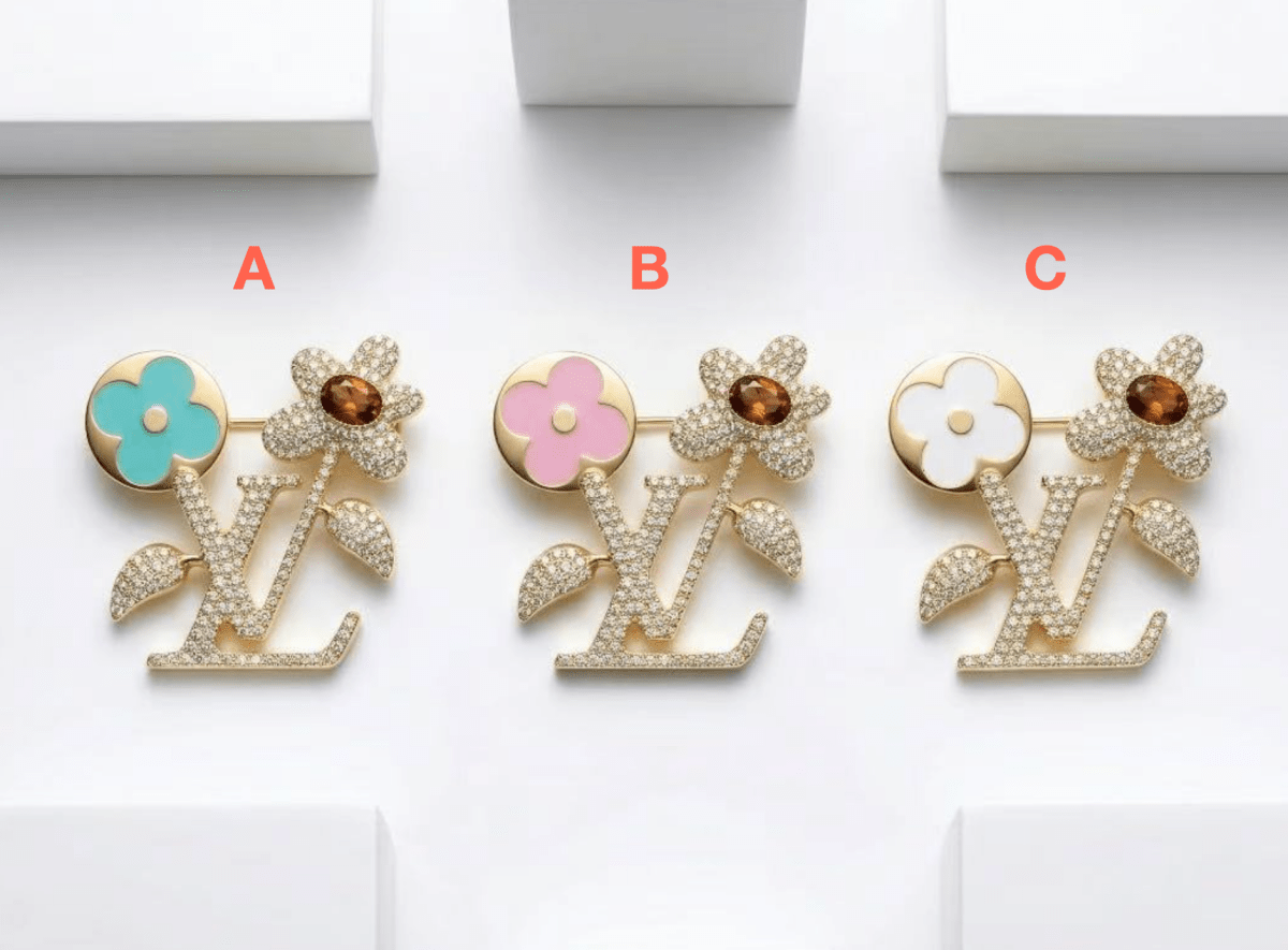 Vintage LV Inspired Brooches, Retro Luxury Pins for Women - mingfabricstore