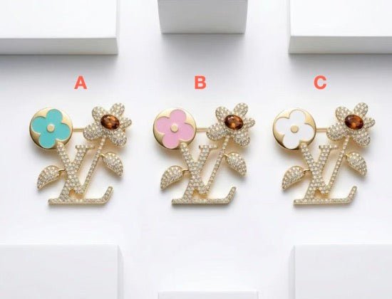 Vintage LV Inspired Brooches, Retro Luxury Pins for Women - mingfabricstore