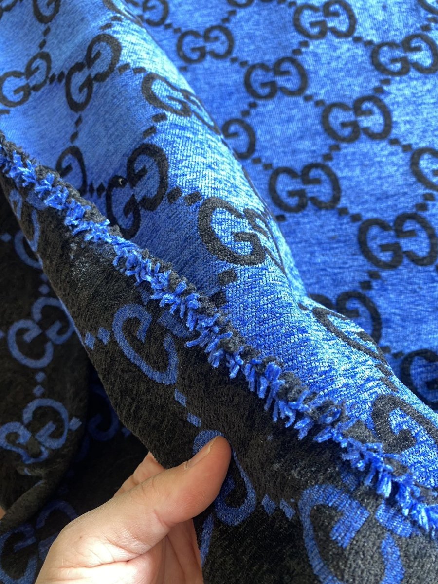 Vivid Blue Gucci Chenille Fabric Sofa Making Upholstery Sewing Project - mingfabricstore