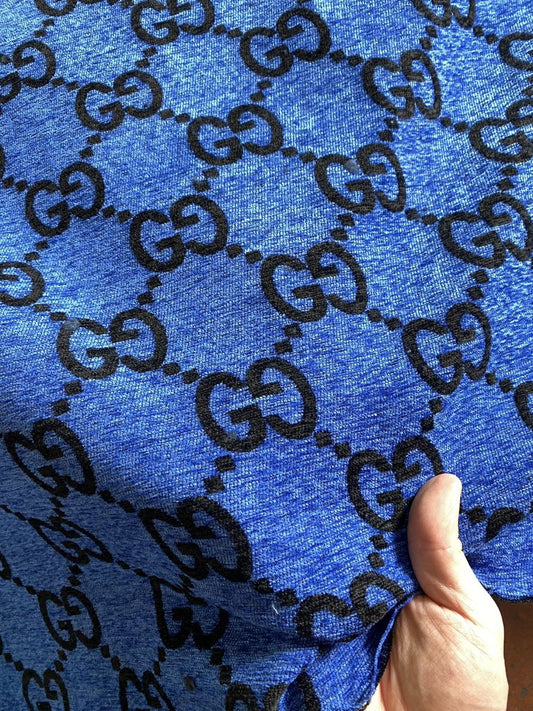 Vivid Blue Gucci Chenille Fabric Sofa Making Upholstery Sewing Project - mingfabricstore