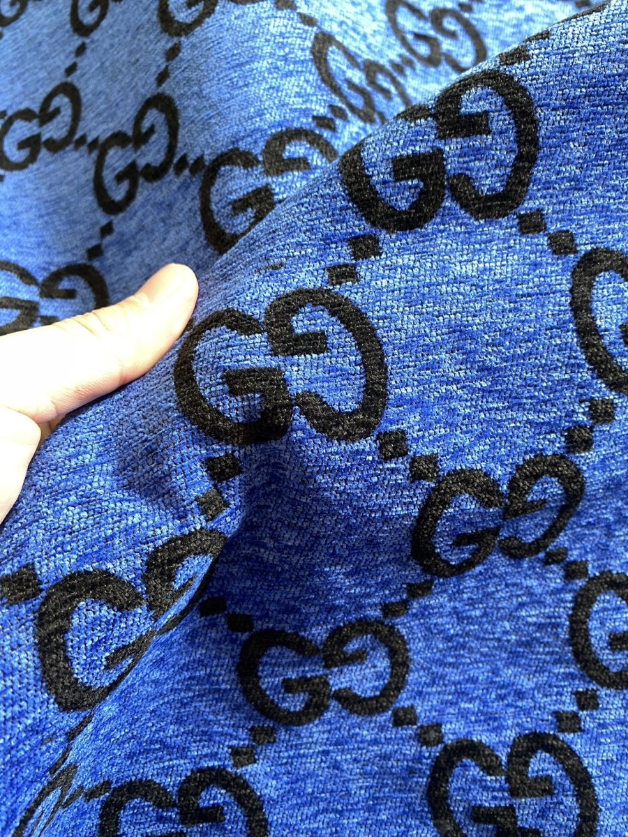 Vivid Blue Gucci Chenille Fabric Sofa Making Upholstery Sewing Project - mingfabricstore