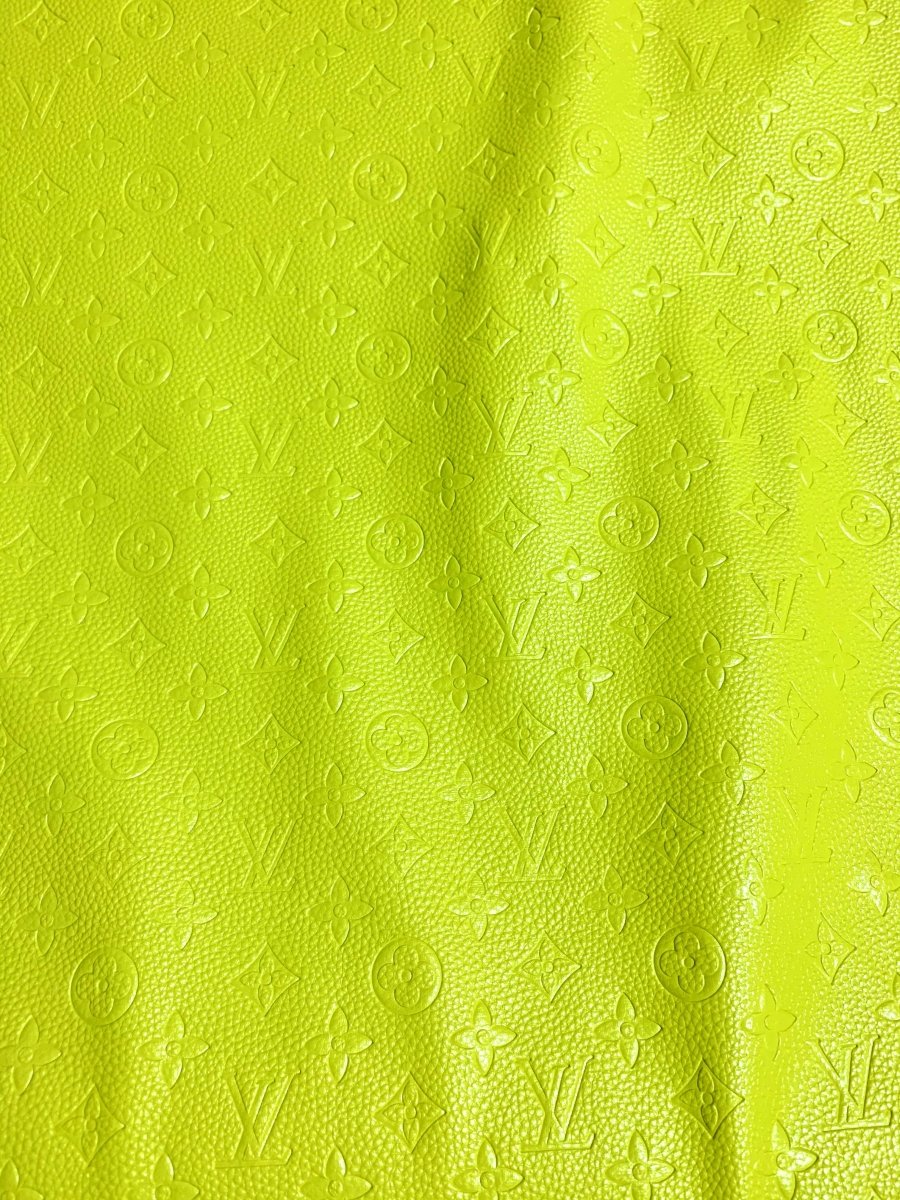 Vivid Bright Lemon Yellow Embossed LV - mingfabricstore