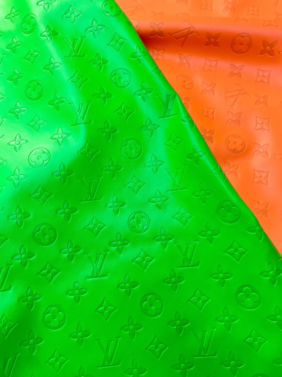 Vivid Neon Green Soft LV Leather Sheet Vinyl Fabric for Handmade DIY Upholstery Custom Shoes - mingfabricstore
