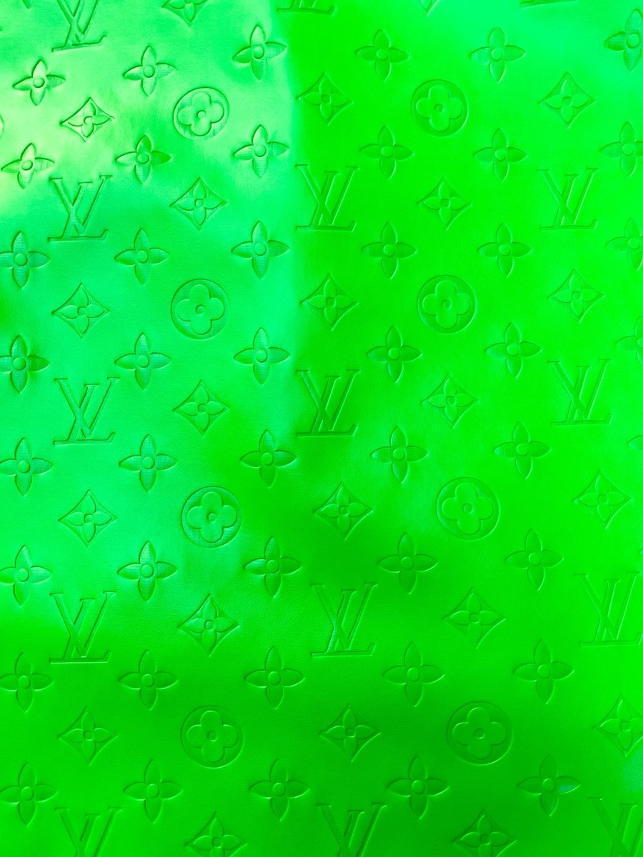 Vivid Neon Green Soft LV Leather Sheet Vinyl Fabric for Handmade DIY Upholstery Custom Shoes - mingfabricstore
