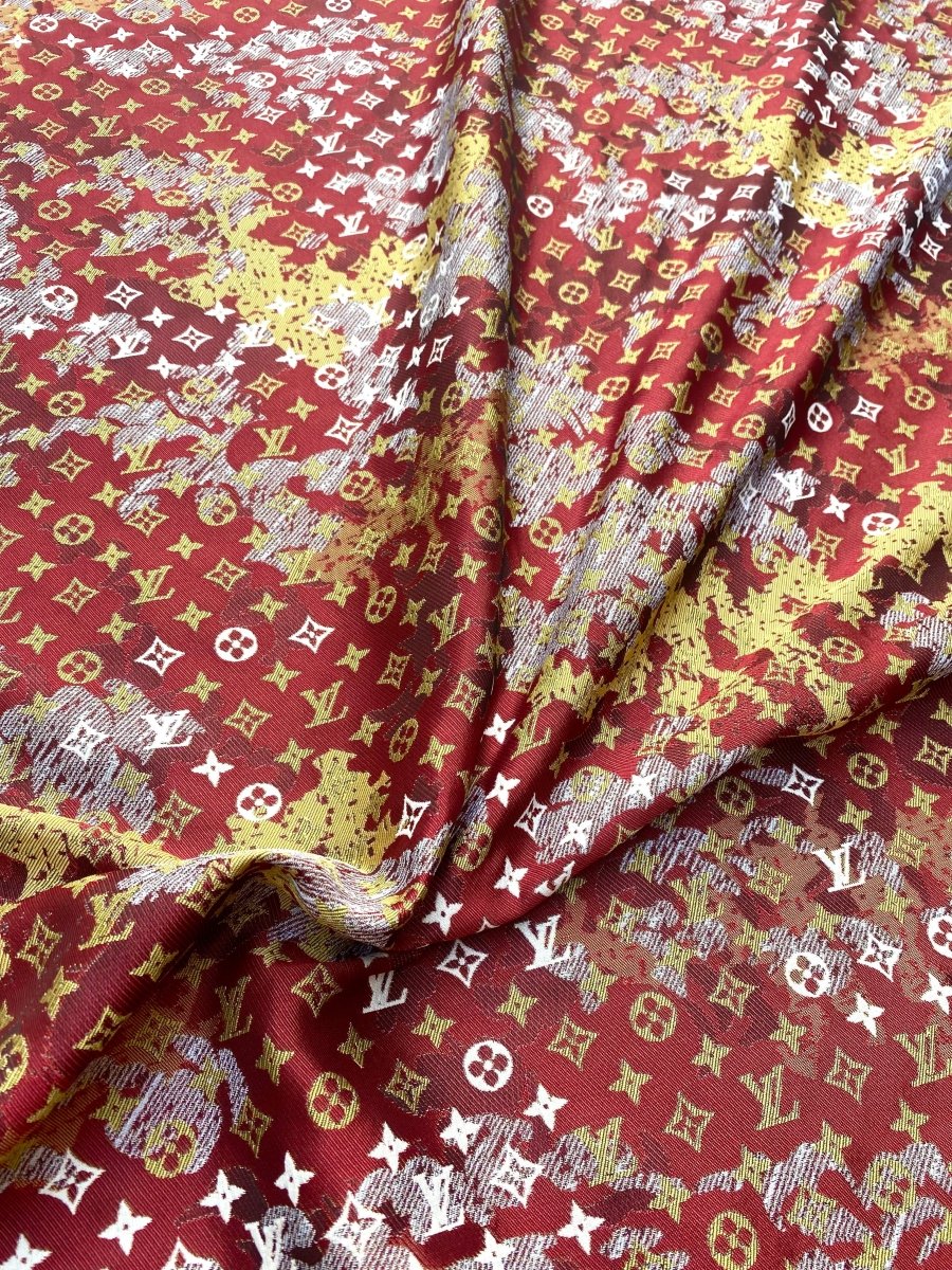 Vivid Red Louis Vuitton LV Upholstery Fabric for Handmade DIY Projects Custom Shoes - mingfabricstore