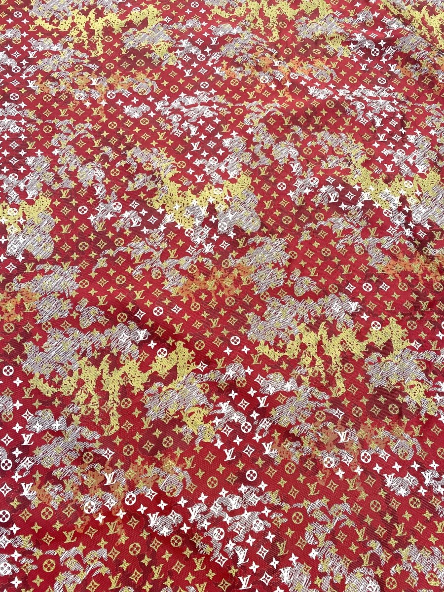 Vivid Red Louis Vuitton LV Upholstery Fabric for Handmade DIY Projects Custom Shoes - mingfabricstore