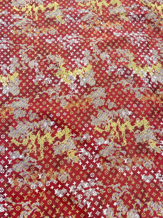 Vivid Red Louis Vuitton LV Upholstery Fabric for Handmade DIY Projects Custom Shoes - mingfabricstore