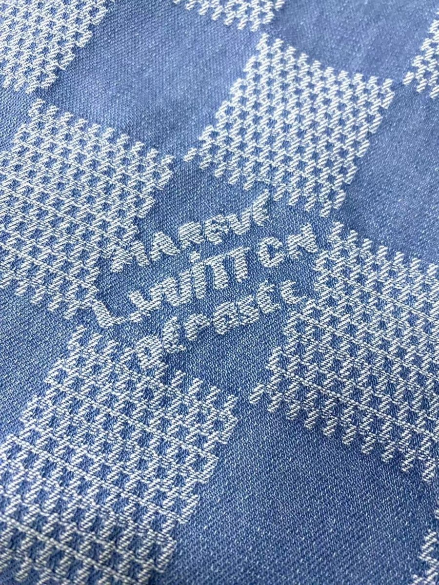 Washed LV Denim Fabric Check Damier Jeans for Handmade Custom DIY Sewing Bespoke - mingfabricstore