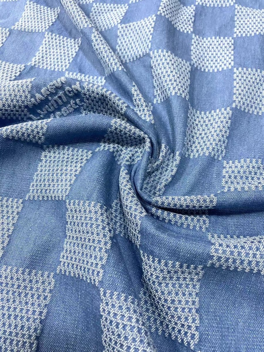 Washed LV Denim Fabric Check Damier Jeans for Handmade Custom DIY Sewing Bespoke - mingfabricstore