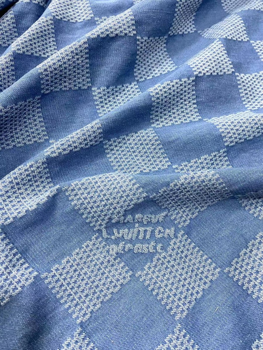 Washed LV Denim Fabric Check Damier Jeans for Handmade Custom DIY Sewing Bespoke - mingfabricstore