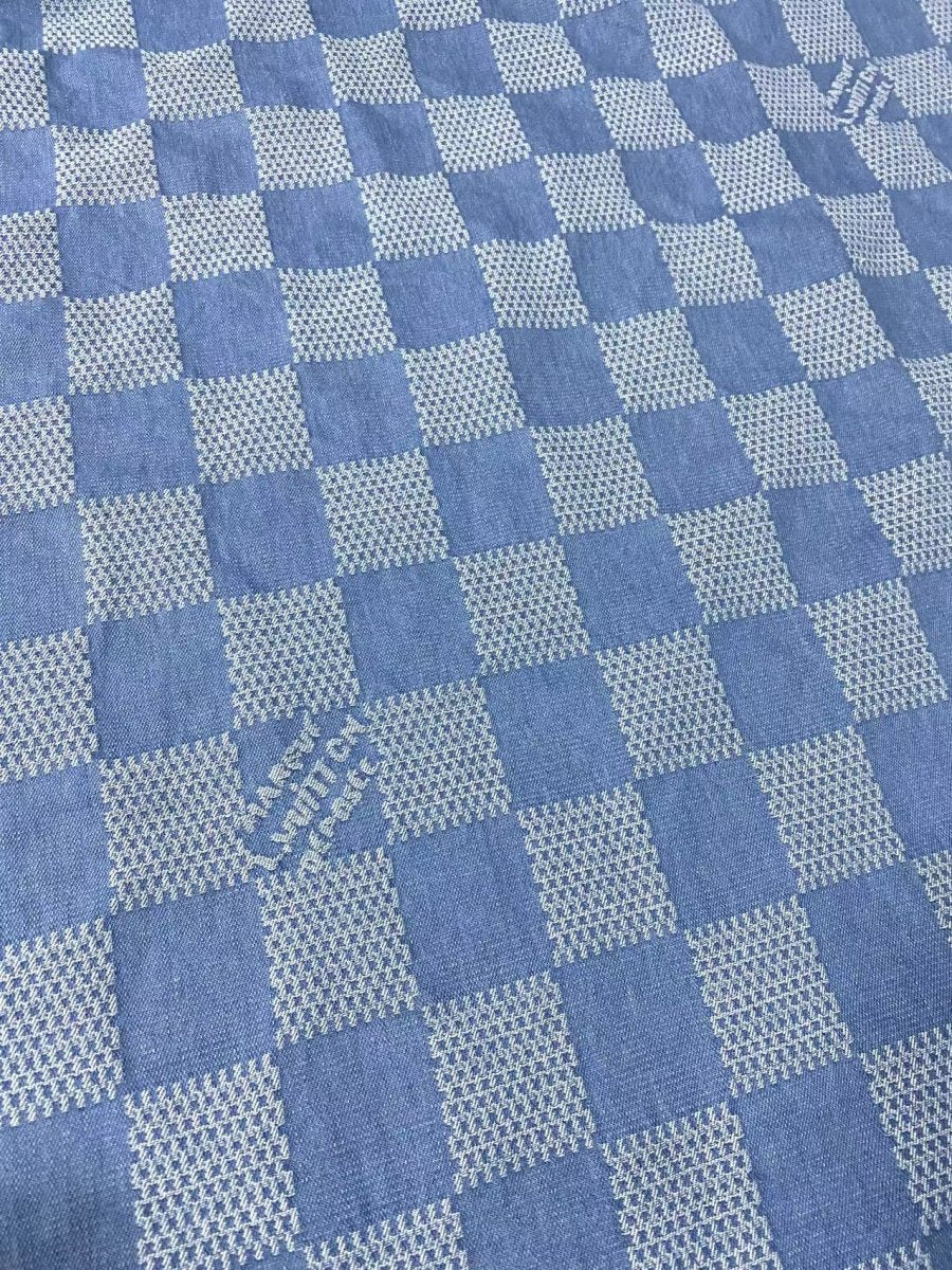 Washed LV Denim Fabric Check Damier Jeans for Handmade Custom DIY Sewing Bespoke - mingfabricstore