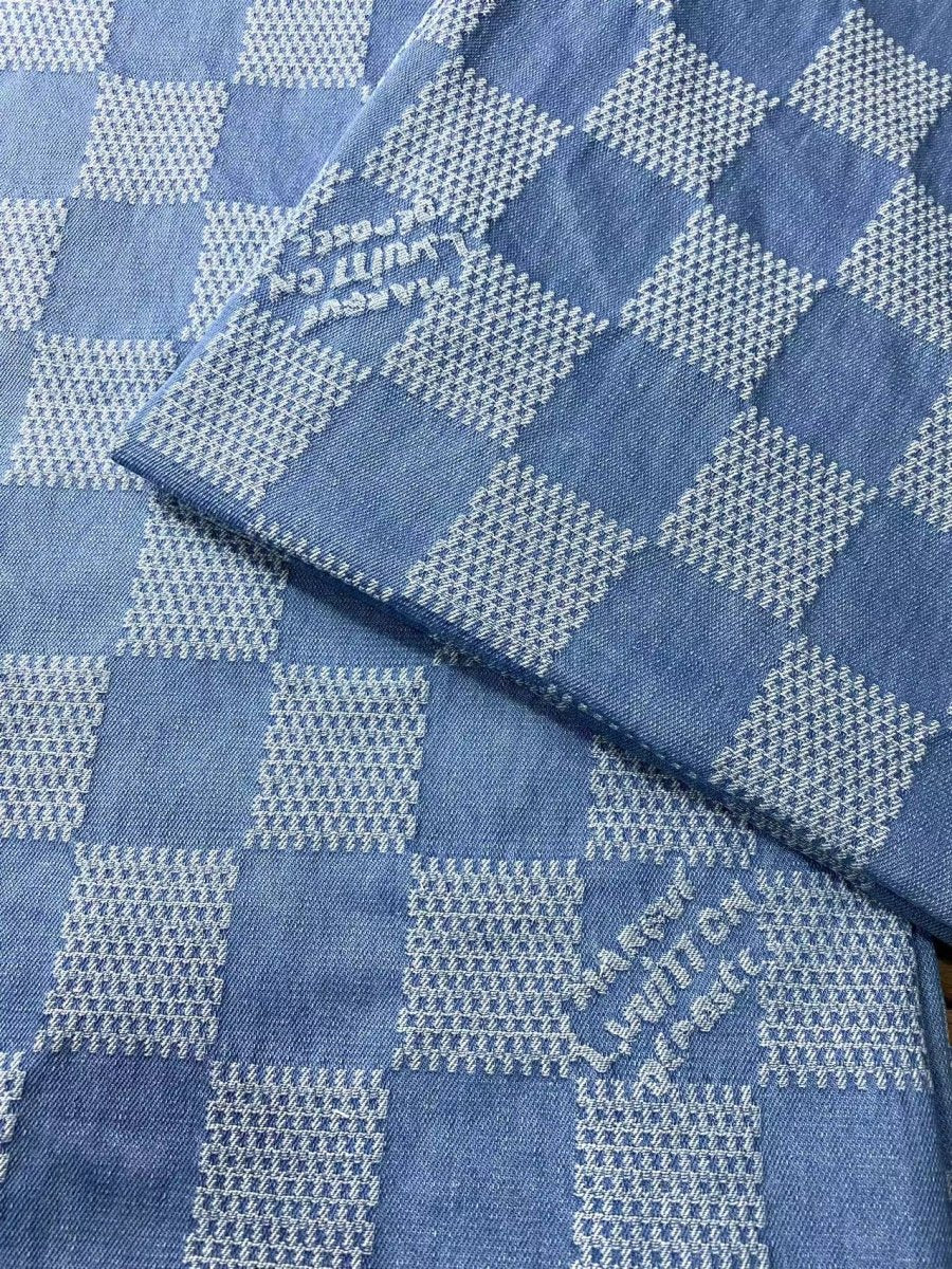Washed LV Denim Fabric Check Damier Jeans for Handmade Custom DIY Sewing Bespoke - mingfabricstore
