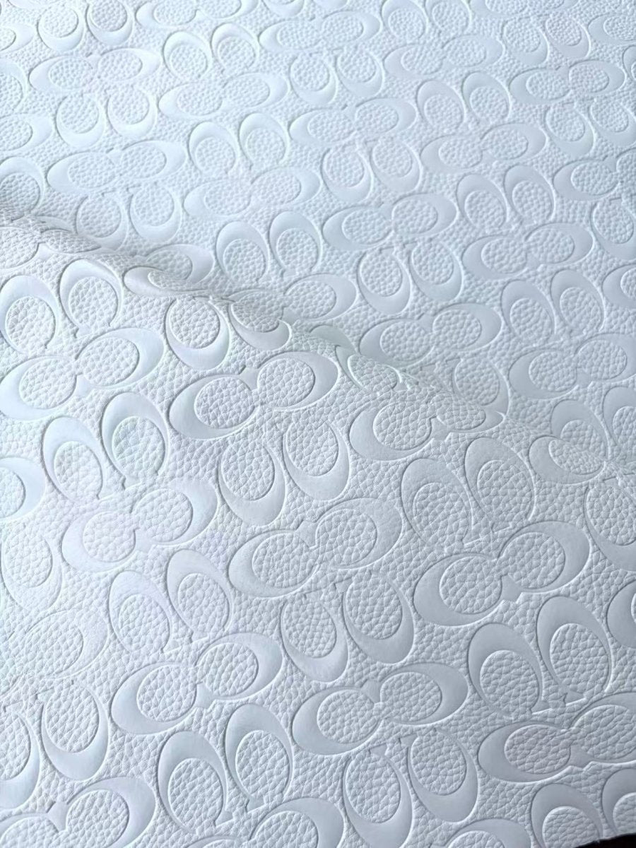 White Embossed DIY Coach Leather Sheet Sold by Yard - mingfabricstore
