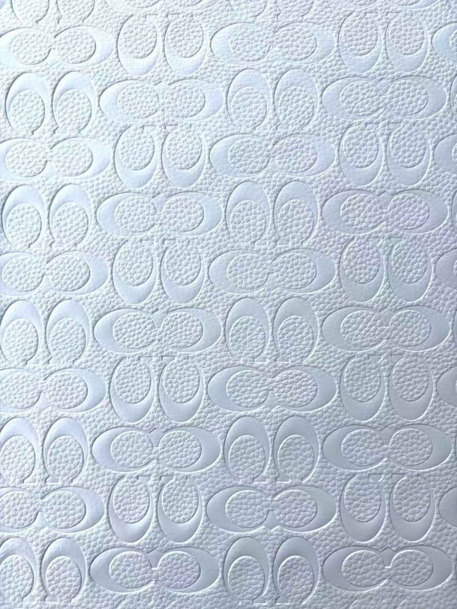 White Embossed DIY Coach Leather Sheet Sold by Yard - mingfabricstore