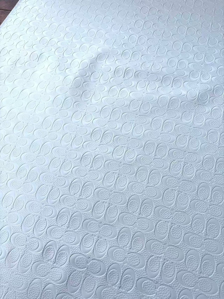 White Embossed DIY Coach Leather Sheet Sold by Yard - mingfabricstore