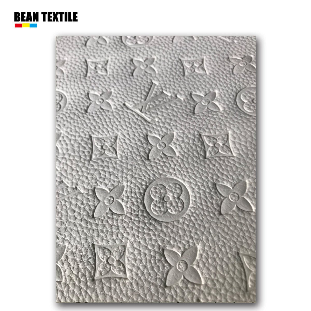 White embossed Louis Vuitton Faux leather fabric by yard car upholstery - mingfabricstore