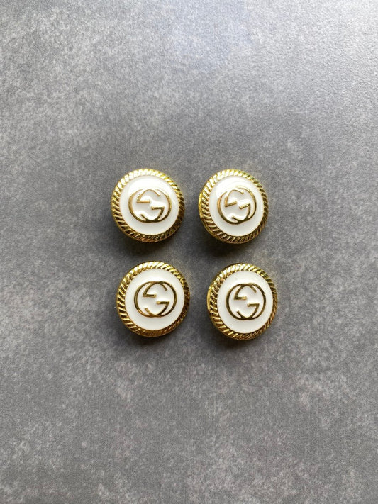White Golden Metal Gucci Button Accessory for Handmade Custom Clothing Apparel DIY Projects - mingfabricstore