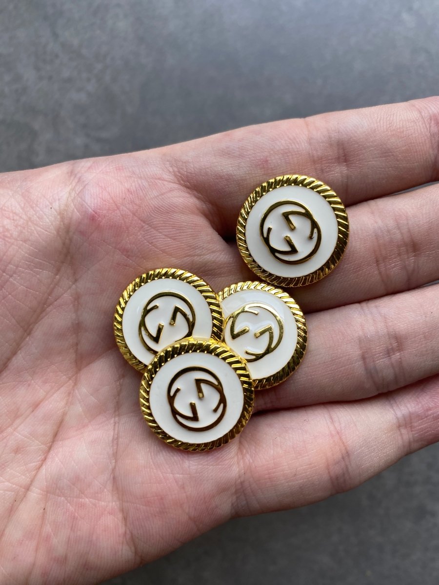 White Golden Metal Gucci Button Accessory for Handmade Custom Clothing Apparel DIY Projects - mingfabricstore