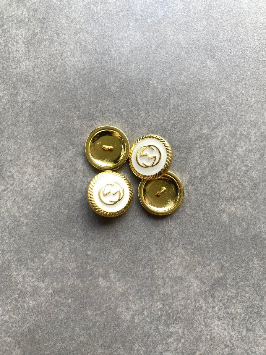 White Golden Metal Gucci Button Accessory for Handmade Custom Clothing Apparel DIY Projects - mingfabricstore