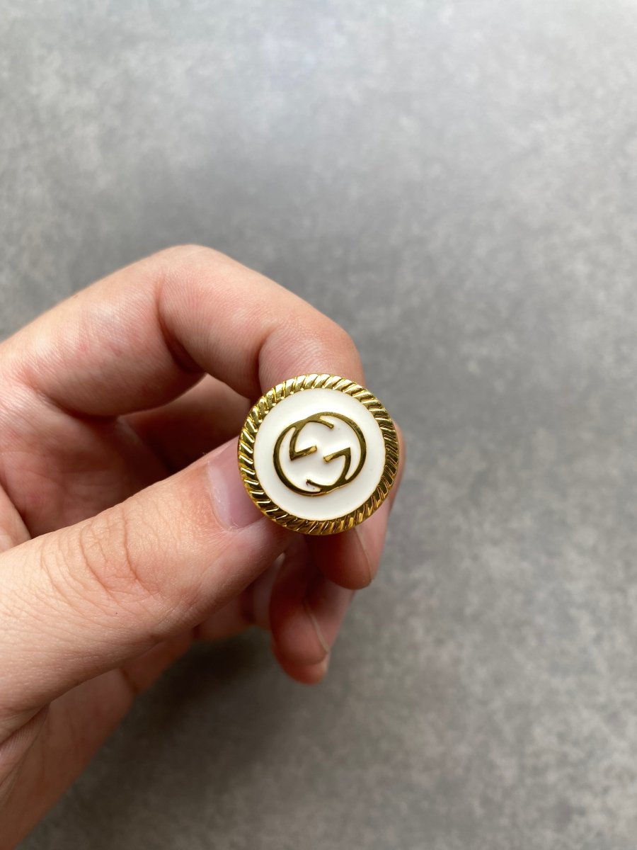 White Golden Metal Gucci Button Accessory for Handmade Custom Clothing Apparel DIY Projects - mingfabricstore