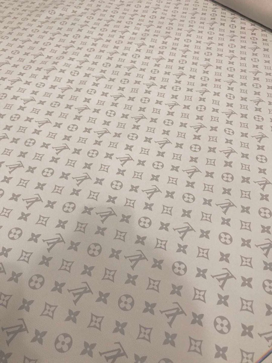 White Grey LV Leather Fabric for Shoe Customs - mingfabricstore