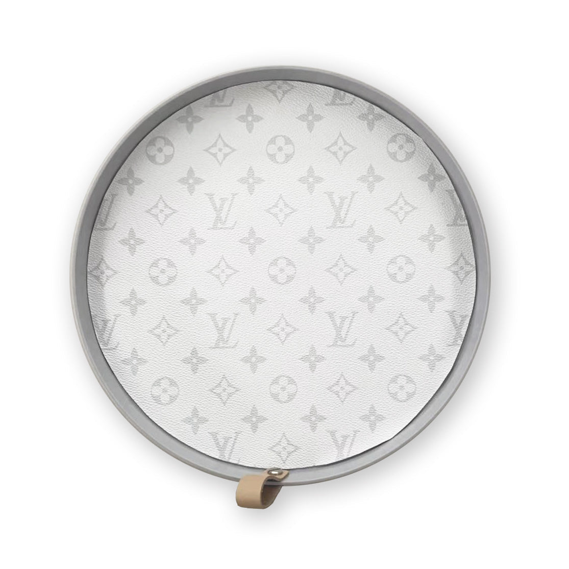 White Grey LV Tray With Leather Strap - mingfabricstore
