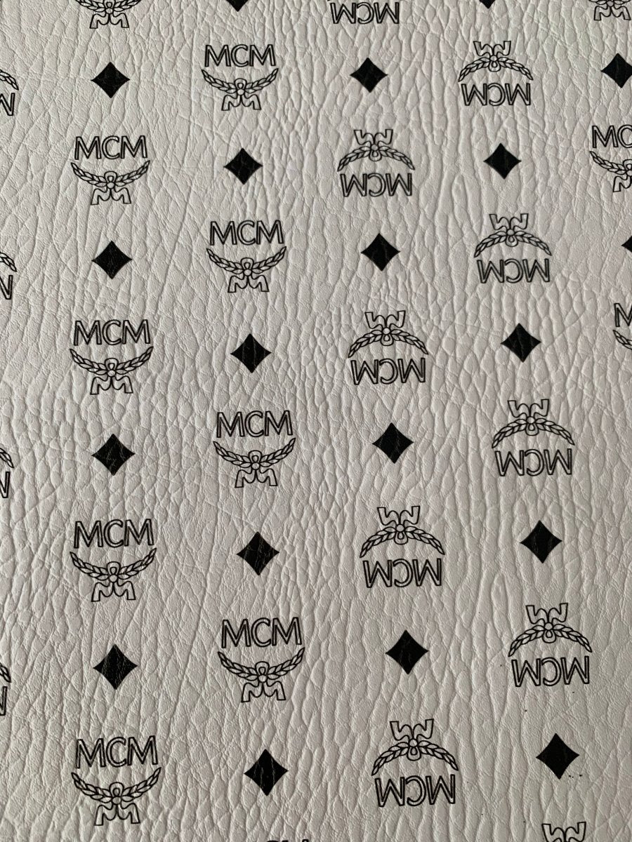 White MCM Vinyl Leather for Custom Craft - mingfabricstore