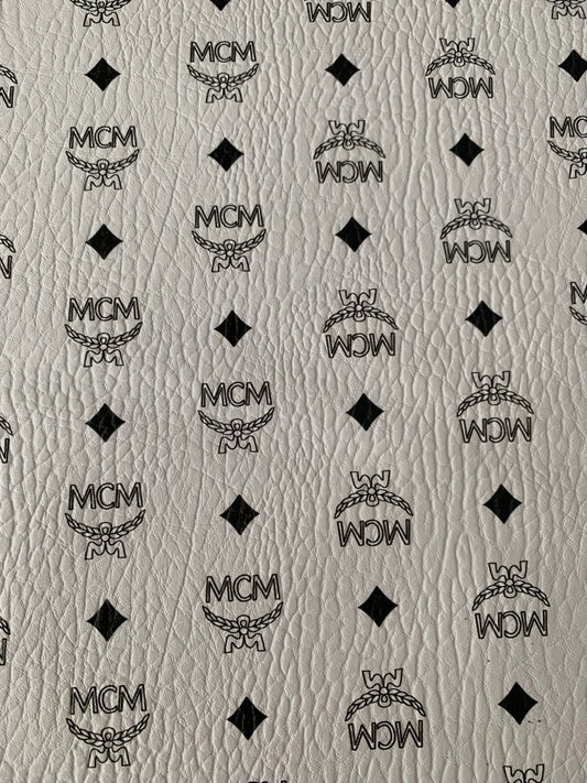 White MCM Vinyl Leather for Custom Craft - mingfabricstore