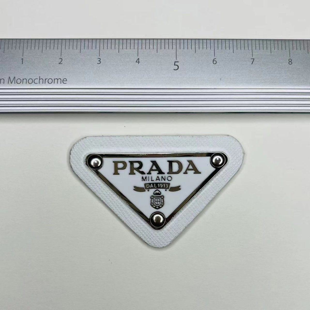 White Prada Badge Handmade Material for Custom Bag Fashion - mingfabricstore