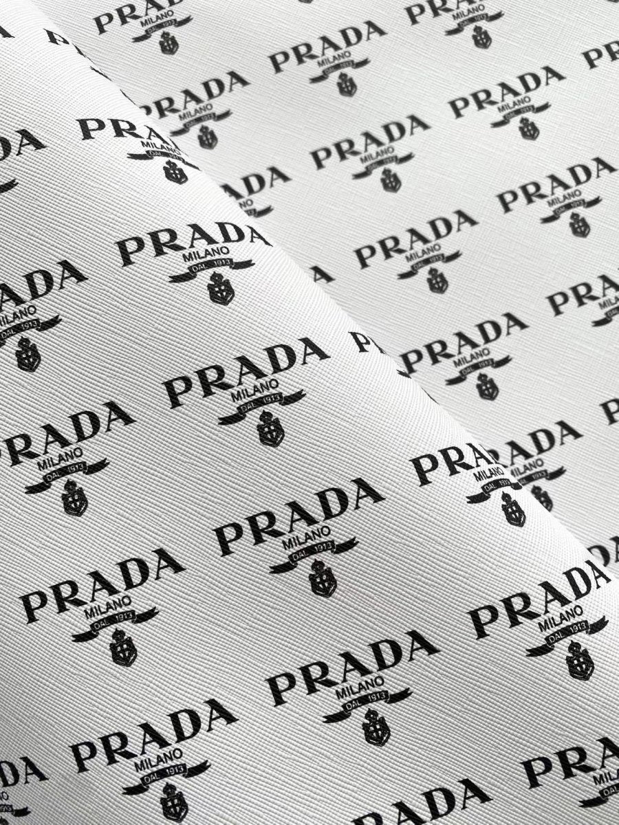 White Prada Custom Faux Leather Sheet Designer Fabric for DIY Sewing Projects - mingfabricstore