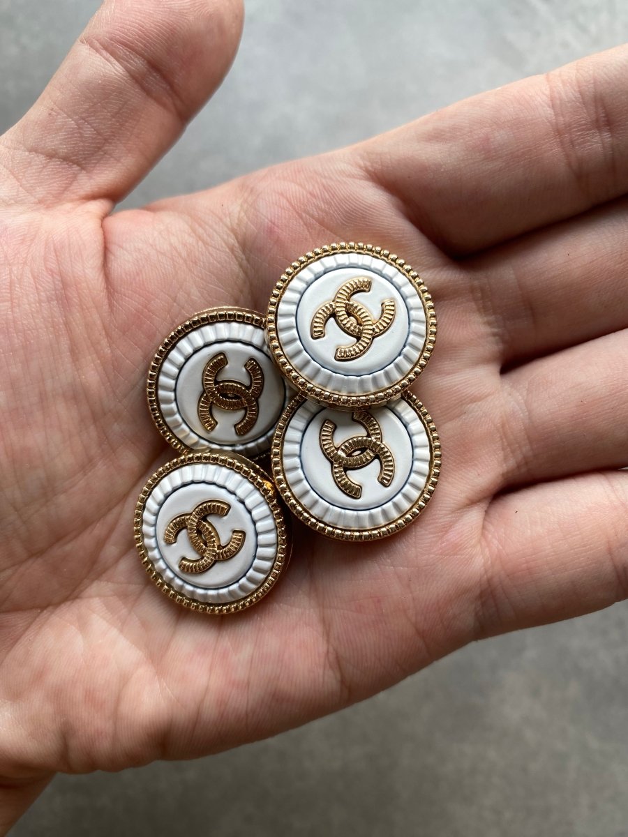 White Shell Chanel Button Accessory for Handmade DIY Projects Custom Clothing Bespoke - mingfabricstore