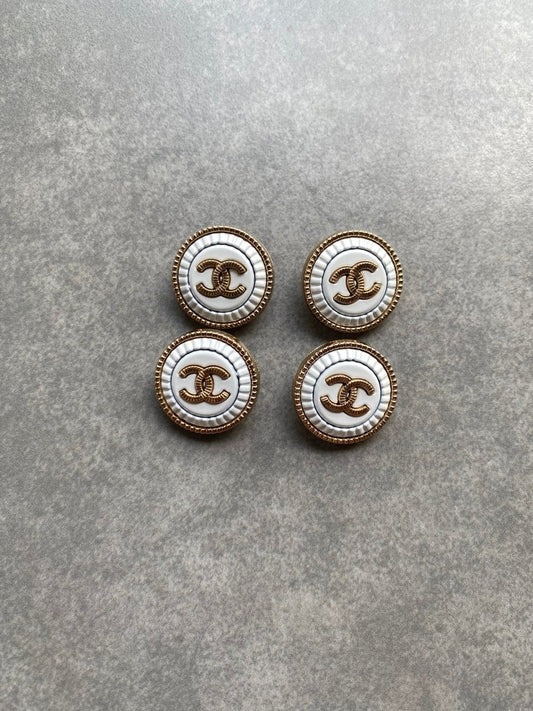 White Shell Chanel Button Accessory for Handmade DIY Projects Custom Clothing Bespoke - mingfabricstore