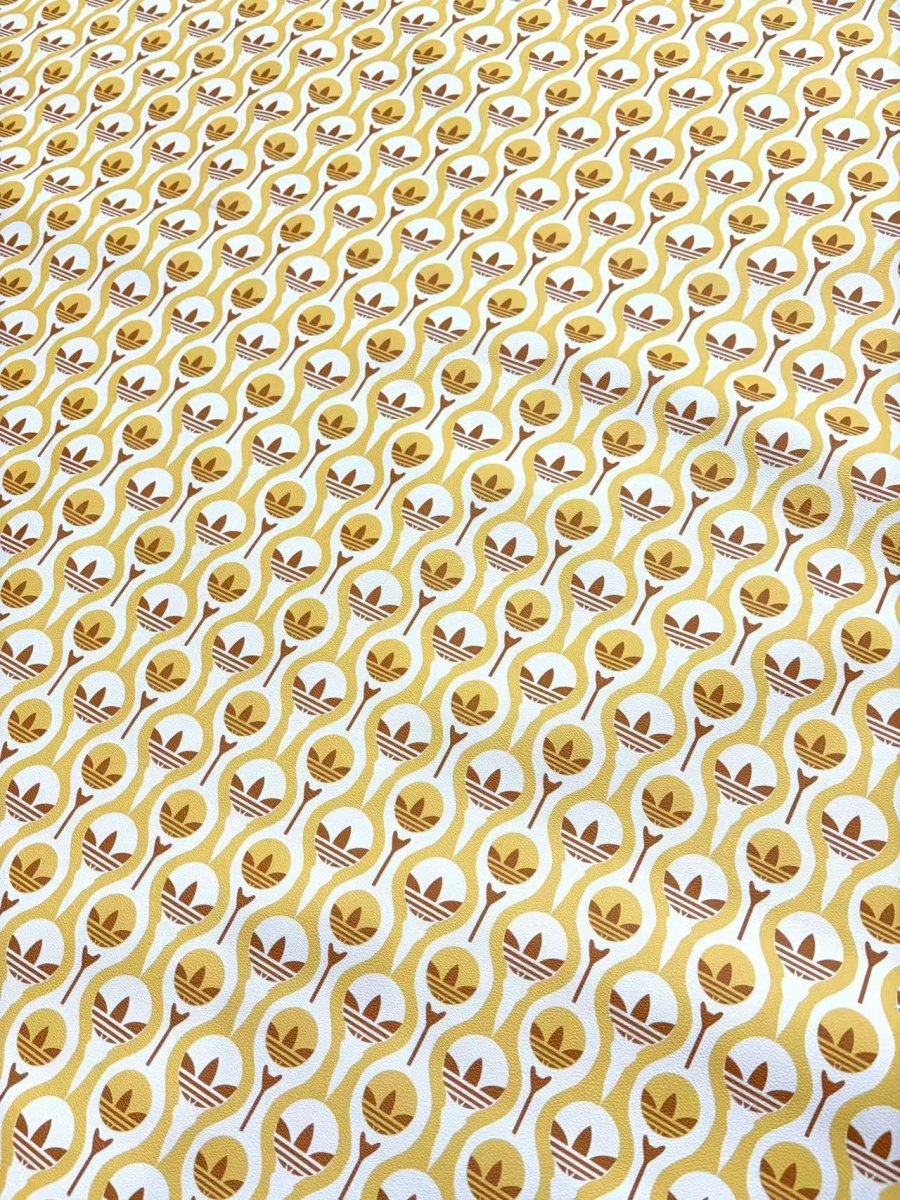 Yellow Adidas Designer Leather Fabric for DIY Crafts - mingfabricstore