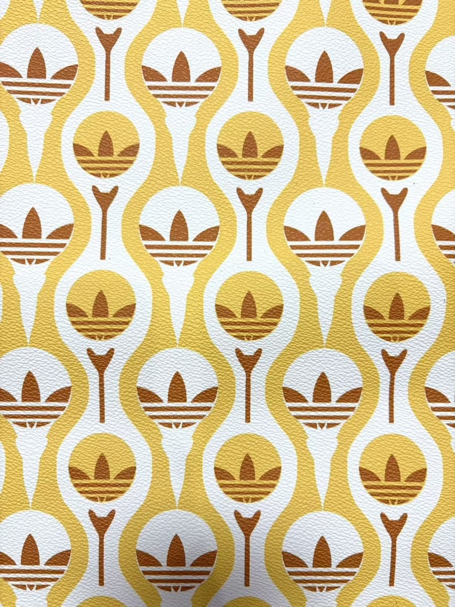 Yellow Adidas Designer Leather Fabric for DIY Crafts - mingfabricstore