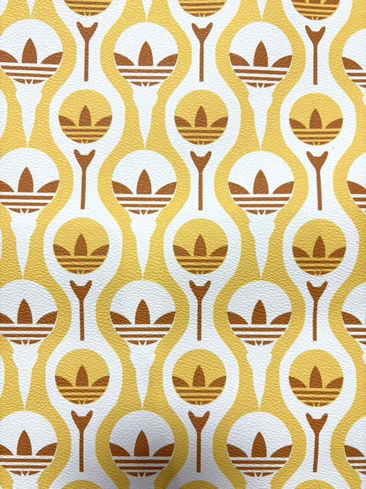 Yellow Adidas Designer Leather Fabric for DIY Crafts - mingfabricstore
