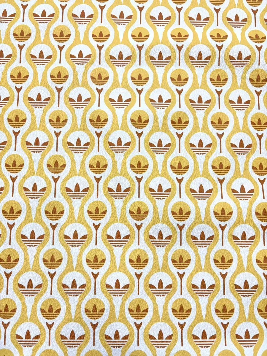 Yellow Adidas Designer Leather Fabric for DIY Crafts - mingfabricstore