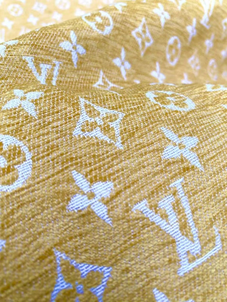 Yellow Chenille Louis Vuitton Fabric for Sofa Furniture Custom Made DIY - mingfabricstore