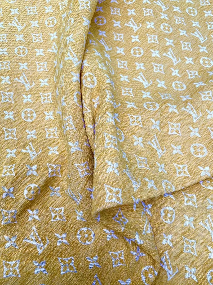 Yellow Chenille Louis Vuitton Fabric for Sofa Furniture Custom Made DIY - mingfabricstore
