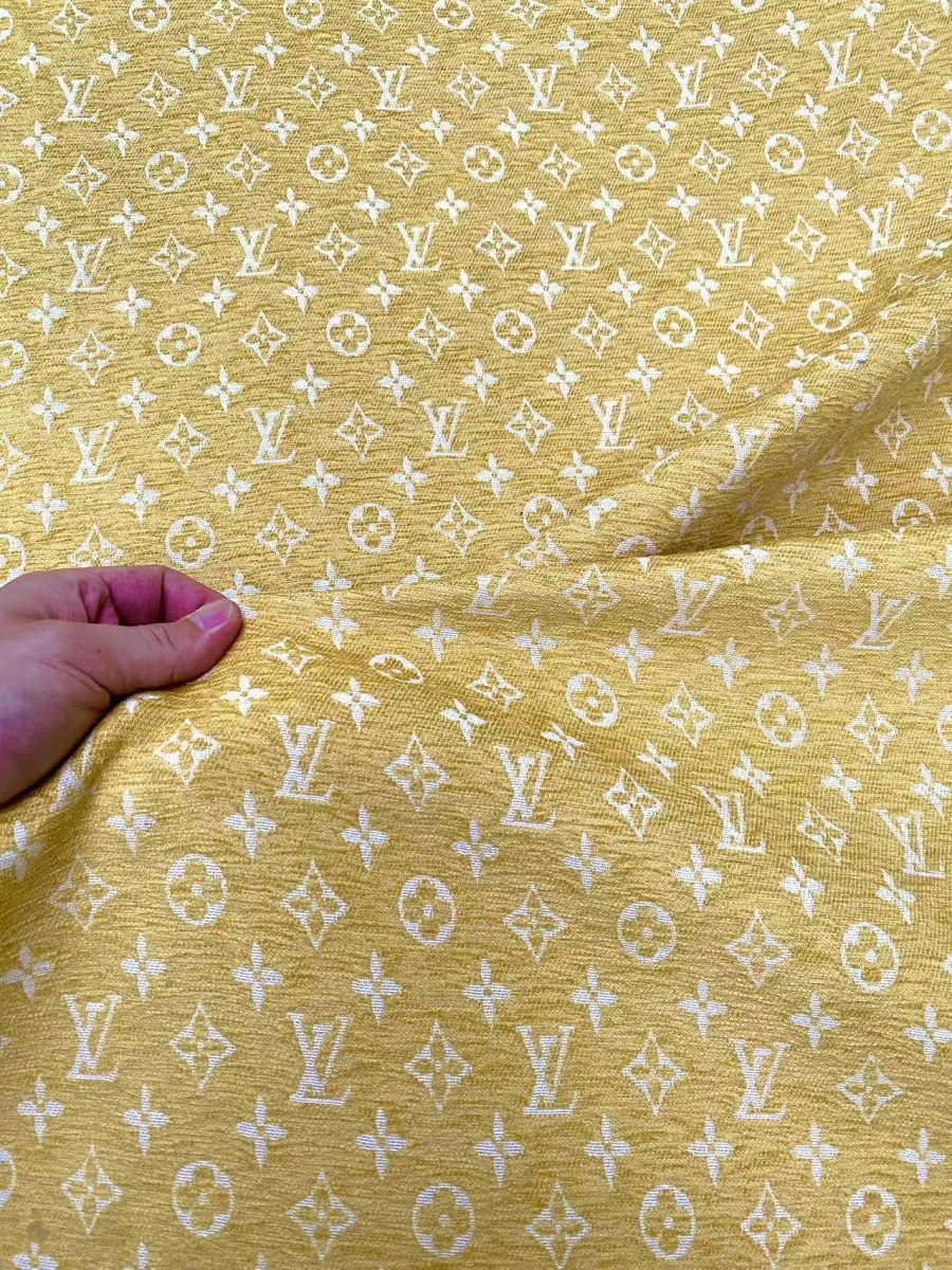 Yellow Chenille Louis Vuitton Fabric for Sofa Furniture Custom Made DIY - mingfabricstore