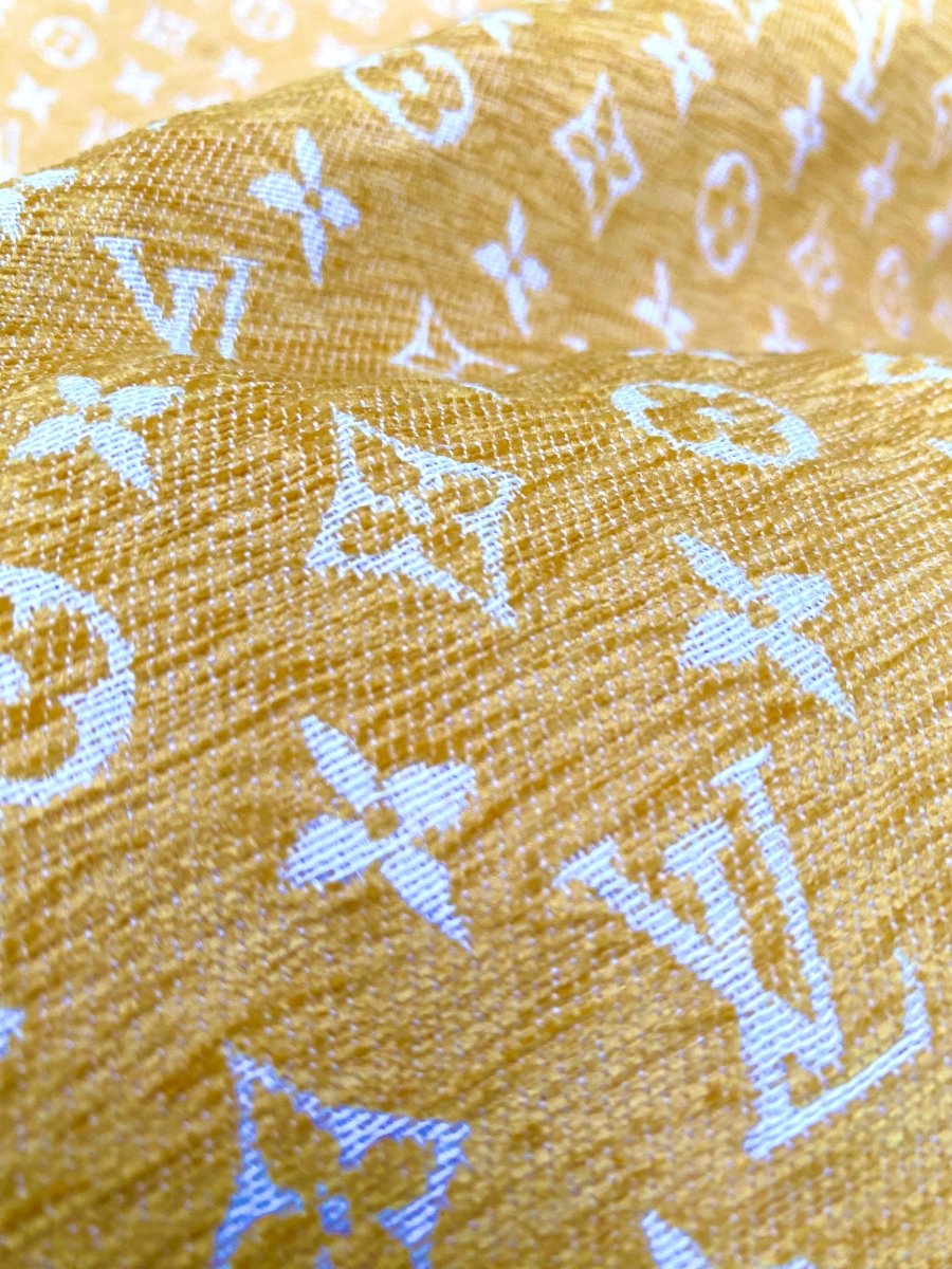 Yellow Chenille Louis Vuitton Fabric for Sofa Furniture Custom Made DIY - mingfabricstore