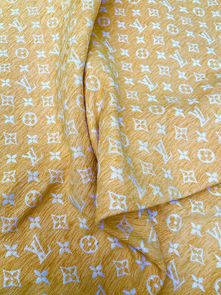 Yellow Chenille Louis Vuitton Fabric for Sofa Furniture Custom Made DIY - mingfabricstore