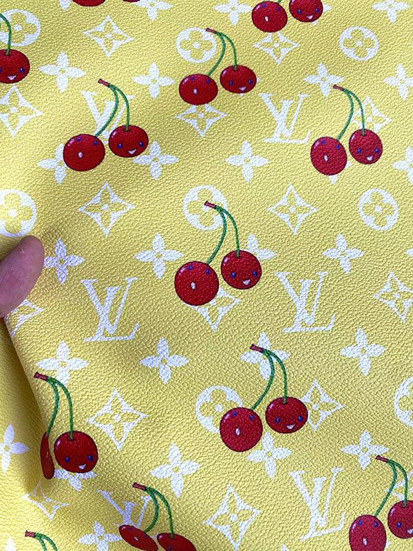 Yellow Cherry Louis Vuitton Designer Fabric Leather for Shoes Bag - mingfabricstore