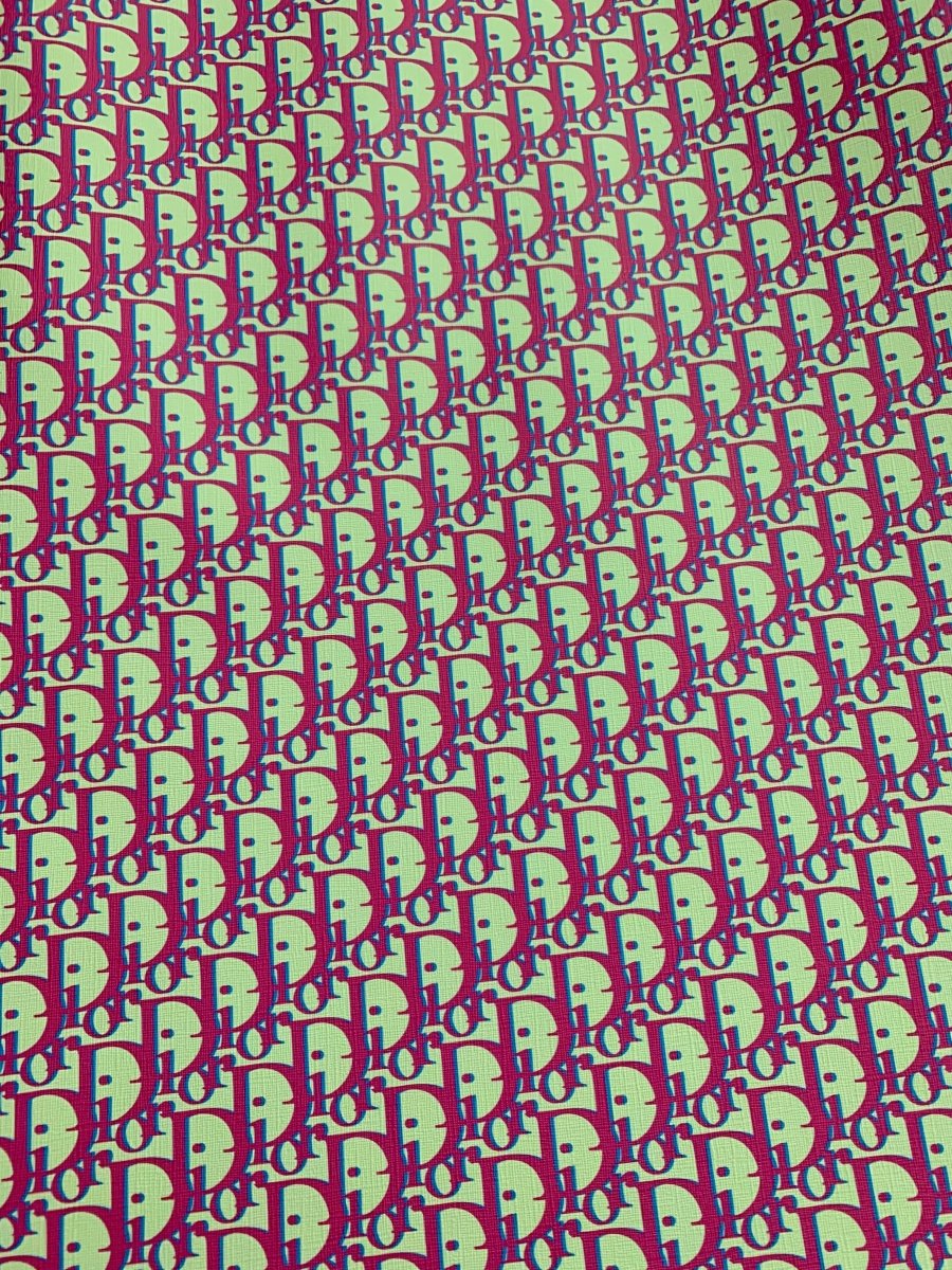 Yellow Pink Dior Leather for Shoe Custom - mingfabricstore