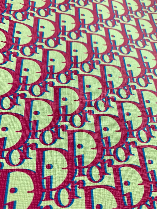 Yellow Pink Dior Leather for Shoe Custom - mingfabricstore