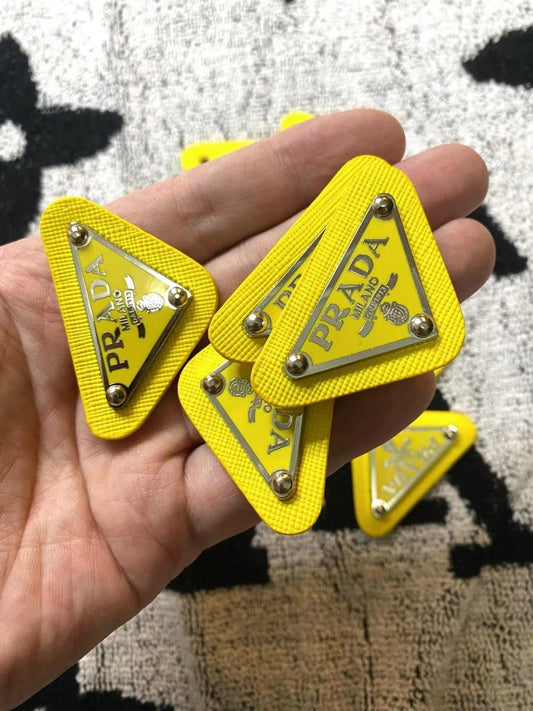 Yellow Prada Badge Emblem Metal Handmade Accessory - mingfabricstore