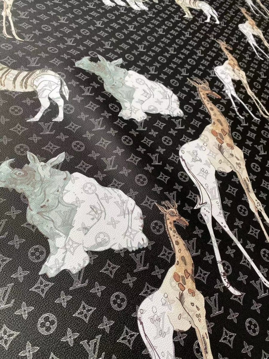 Zoo Animals Louis Vuitton Designer Fabric Leather Sheet for DIY Crafts - mingfabricstore