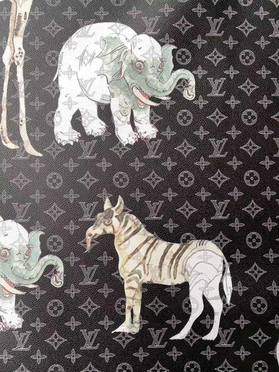 Zoo Animals Louis Vuitton Designer Fabric Leather Sheet for DIY Crafts - mingfabricstore