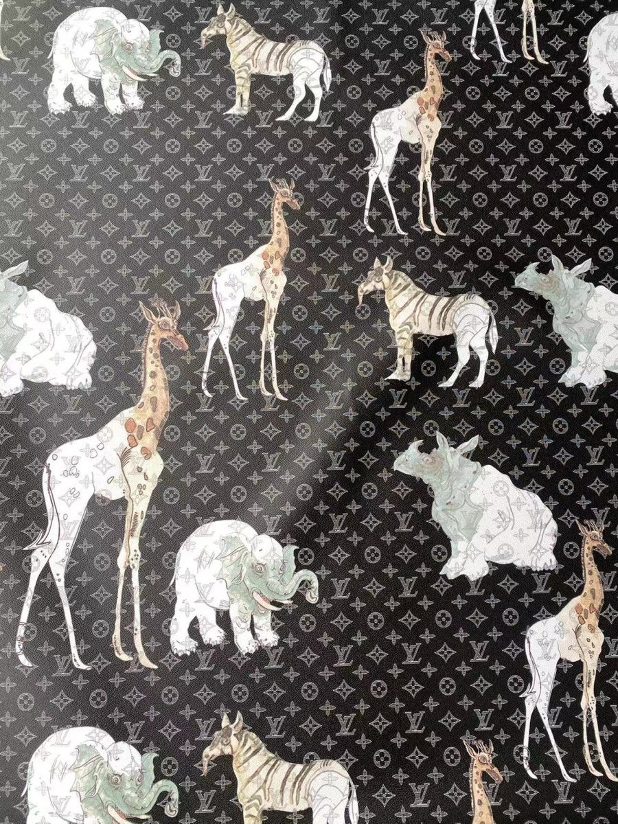 Zoo Animals Louis Vuitton Designer Fabric Leather Sheet for DIY Crafts - mingfabricstore