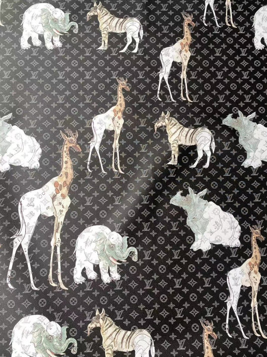 Zoo Animals Louis Vuitton Designer Fabric Leather Sheet for DIY Crafts - mingfabricstore